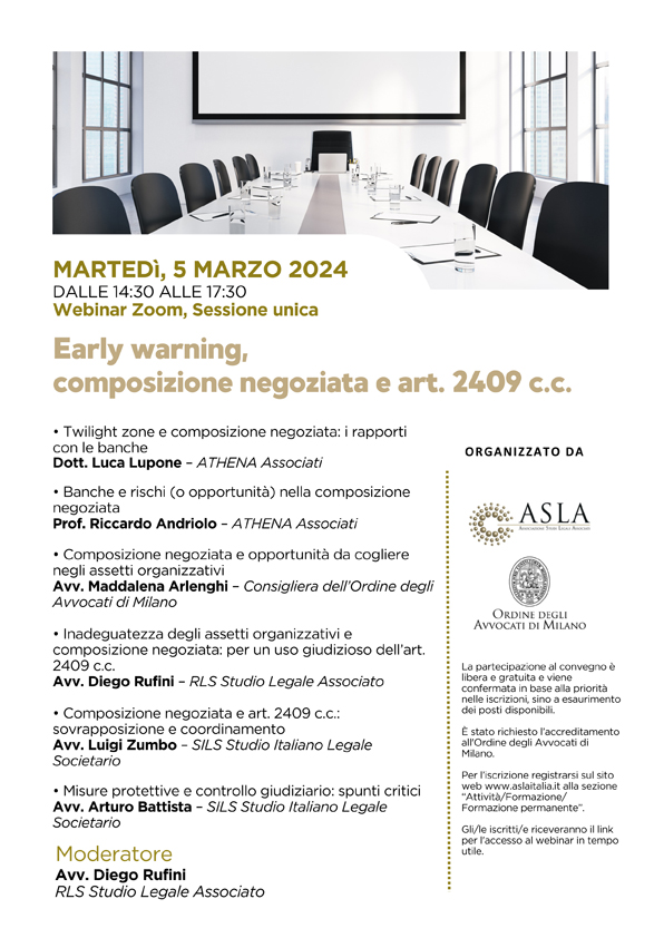 Early warning, composizione negoziata e art. 2409 c.c.