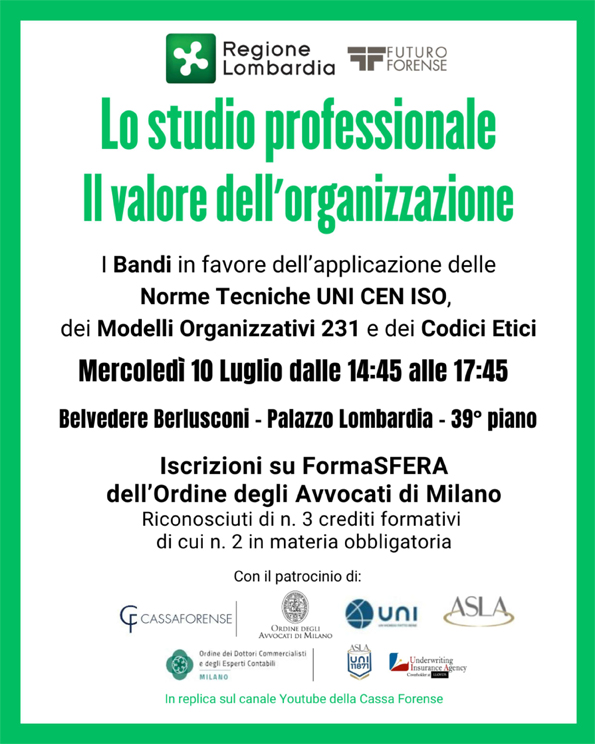 LO STUDIO PROFESSIONALE - IL VALORE DELL'ORGANIZZAZIONE