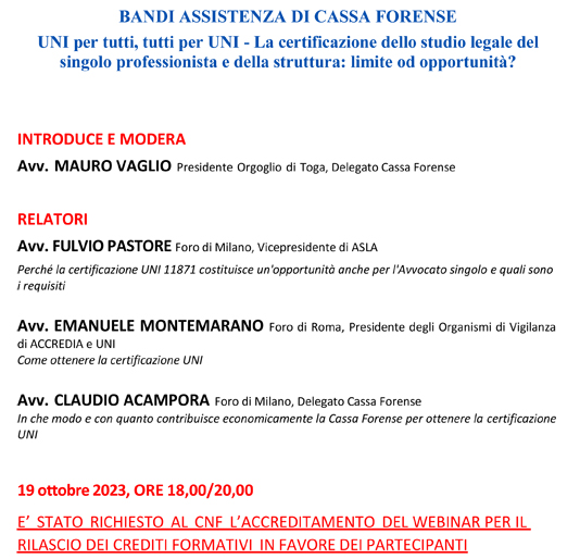 BANDI ASSISTENZA DI CASSA FORENSE