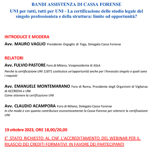 BANDI ASSISTENZA DI CASSA FORENSE